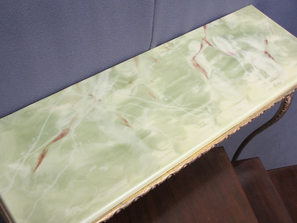 WARING & GILLOW VINTAGE OAK TABLE QUARTETO, onyx effect and gilt brass console table and a hand - Image 4 of 6