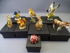 TREASURED TRINKETS METAL & ENAMEL BIRD/ANIMAL TRINKET BOXES (8)