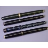 SUMMIT - two Vintage (1930s-40s) Summit fountain pens: 1.) Blue Marble S.75 fountain pen marked over