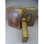 THREE VICTORIAN WELSH FAMILY BIBLES, one with brass mounts and clips