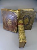 THREE VICTORIAN WELSH FAMILY BIBLES, one with brass mounts and clips