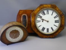 VICTORIAN INLAID DROP DIAL WALL CLOCK and a Smith's oak cased mantel clock