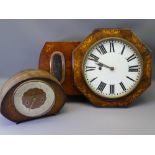 VICTORIAN INLAID DROP DIAL WALL CLOCK and a Smith's oak cased mantel clock