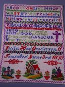 VICTORIAN NEEDLEWORK SAMPLER by Julia Margaret Goodison aged 11June 3rd 1870, woolwork still