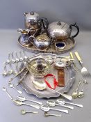 FOUR PIECE EPNS TEASET & TRAY and other plated ware