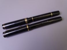 BURNHAM - Vintage (late 1930s(?)-mid 1940s) Black Burnham No.55 fountain pen with gold plated trim -