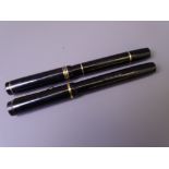 BURNHAM - Vintage (late 1930s(?)-mid 1940s) Black Burnham No.55 fountain pen with gold plated trim -