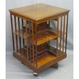 EDWARDIAN MAHOGANY REVOLVING BOOKCASE, 91cms H, 60cms W, 60cms D