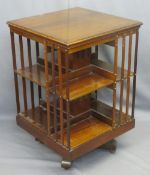 EDWARDIAN MAHOGANY REVOLVING BOOKCASE, 91cms H, 60cms W, 60cms D