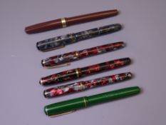 BURNHAM - Three Vintage (1950s) Burnham fountain pens: 1 Brown No.59; 1 Grey and Blue marble with