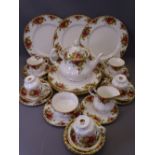 ROYAL ALBERT OLD COUNTRY ROSES TEAWARE & DINNER PLATES, 28 pieces (first and second quality)