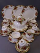 ROYAL ALBERT OLD COUNTRY ROSES TEAWARE & DINNER PLATES, 28 pieces (first and second quality)