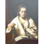AFTER REMBRANDT, signed 'GASK 79' large oil on canvas - label verso 'Portrait of Hendrickje