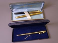 SHEAFFER - Two vintage Sheaffer cartridge fountain pens: 1.) 1960s-70s Gold Black Tulle Lady
