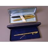 SHEAFFER - Two vintage Sheaffer cartridge fountain pens: 1.) 1960s-70s Gold Black Tulle Lady