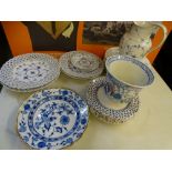 ROYAL COPENHAGEN, English and other continental reticulated, pierced and Blue & White decorated