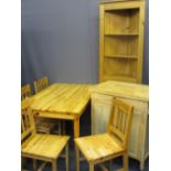 PINE FURNITURE - breakfast table, 73cms H, 115cms W, 74cms D, four chairs, worktop utility