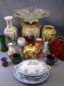 MIXED POTTERY & GLASSWARE including Radford vases, H J Wood Indian Tree, Price Kensington cottage