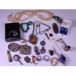 SILVER JEWELLERY, a collection, mainly Victorian including Abalone brooch, gent's signet rings,