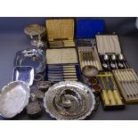 MIXED ELECTROPLATE & BOXED NON-SILVER CUTLERY, a large parcel