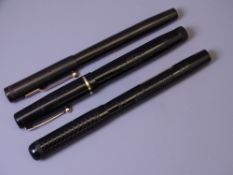 SWAN MABIE TODD - 2 Vintage (1920s-30s) Black Swan Mabie Todd fountain pens: 1.) DUMMY Self Filler