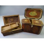 SHERATON STYLE INLAID GEORGIAN TEA CADDY and a Chinese carved hardwood box with dragon detail