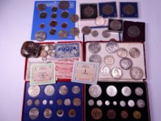 VINTAGE & LATER MAINLY BRITISH COINS & COMMEMORATIVES with a few bank notes to include a boxed