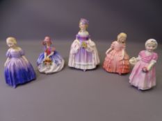 ROYAL DOULTON YOUNG GIRL FIGURINES (5), Monica HN1467, Marie HN1370, Tinkle Belle HN1677, Rose