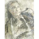 WILLIAM SELWYN watercolour - head and shoulders portrait of a pipe smoking Moss Williams, signed, 44
