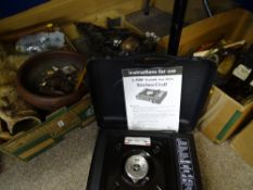 MIXED VINTAGE & LATER COLLECTABLES (within 3 boxes) including a cased camping stove, vintage and