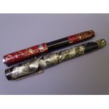 MENTMORE - Vintage (1930s) Bronze and Red Marble Mentmore Visi-Ink fountain pen with nickel trim and