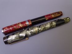 MENTMORE - Vintage (1930s) Bronze and Red Marble Mentmore Visi-Ink fountain pen with nickel trim and