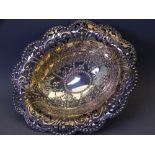 OVAL FLORAL SPECKLED & PIERCED DISH on four supports, 4.2ozs, London 1894