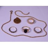 9CT GOLD JEWELLERY - SIX ITEMS, 16.5grms gross to include a 38cms rope twist necklace, St
