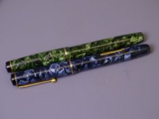 MENTMORE - Vintage (1940s) Blue Marble Mentmore Auto-Flow fountain pen with gold plated trim and