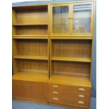 G PLAN TEAK LOUNGE SYSTEM, combination shelves, cupboards and drawers, 200cms H, 164cms W, 46cms D