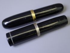 JAPANESE JUMBO - Two vintage (c1930s-1950s) Black Japanese Jumbo Eyedropper filler fountain pens