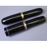 JAPANESE JUMBO - Two vintage (c1930s-1950s) Black Japanese Jumbo Eyedropper filler fountain pens