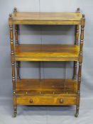 VICTORIAN THREE TIER ROSEWOOD CANTERBURY WHATNOT with lower drawer