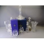 ROCKINGHAM CRYSTAL SHIP'S DECANTER & STOPPER, Edinburgh brandy glasses, boxed, along with