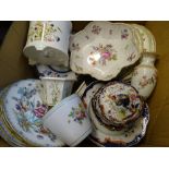 MIXED DECORATIVE VICTORIAN DINNERWARE, lobed Dresden hand painted dish ETC