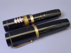 JAPANESE JUMBO - Two vintage (c1930s-1950s) Black Japanese Jumbo Eyedropper filler fountain pens