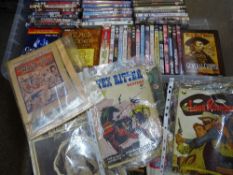 VINTAGE COMICS & BOYS MAGAZINES with a quantity of mainly Wild West DVDs, comic titles include Roy