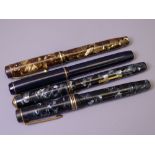 MENTMORE - Vintage (1940s) Golden Brown Marble Mentmore Auto-Flow fountain pen with gold plated trim