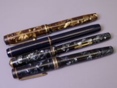 MENTMORE - Vintage (1940s) Golden Brown Marble Mentmore Auto-Flow fountain pen with gold plated trim