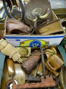 VINTAGE & LATER TREEN, LEATHER BAGS, shield mounted horns ETC