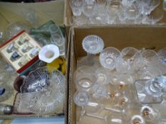 STUART CRYSTAL DECANTER & STOPPER, cut and other drinking glassware (within three boxes)