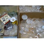 STUART CRYSTAL DECANTER & STOPPER, cut and other drinking glassware (within three boxes)