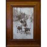 FRAMED PAINTED TILE - scene of farmer on a track with cattle by Royal Delft Pottery, the painting by