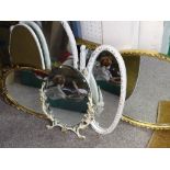 GILT FRAMED WALL MIRRORS (3) and two French style dressing table mirrors, 70cms H x 40cms W the